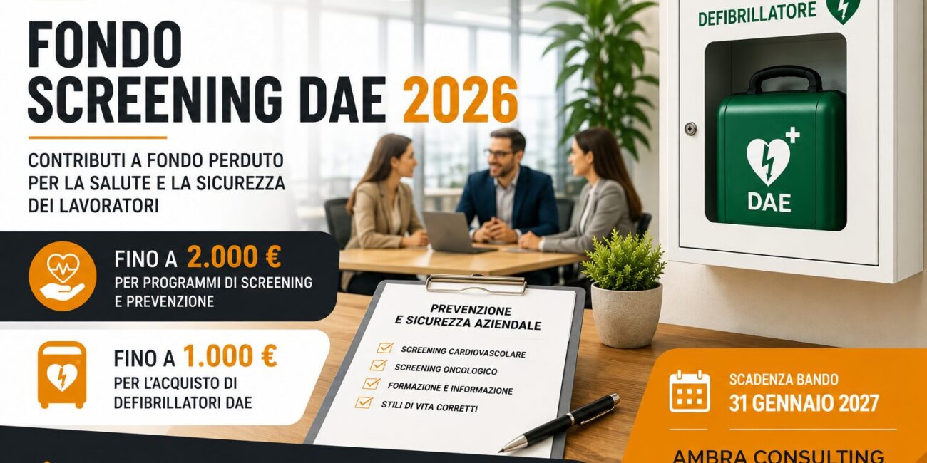 Fondo Screening DAE 2026: contributi a fondo perduto per screening, prevenzione e defibrillatori nelle imprese