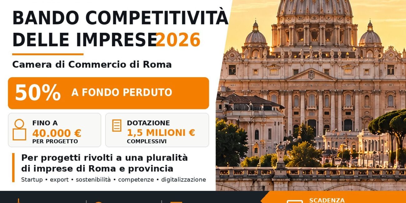 Bando Competitività delle imprese 2026 della Camera di Commercio di Roma
